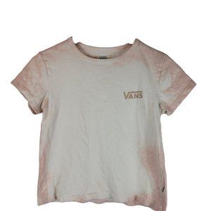 Custom bleach dye Van's crop top pink Tee shirt S